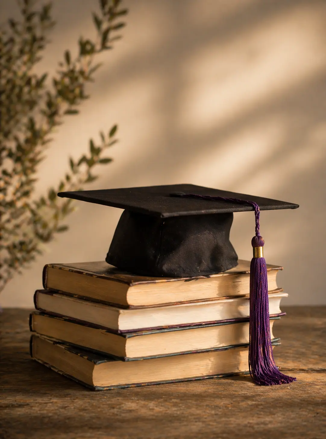 Graduation cap on books representing an endowment fund supporting Armenian student scholarships and academic success