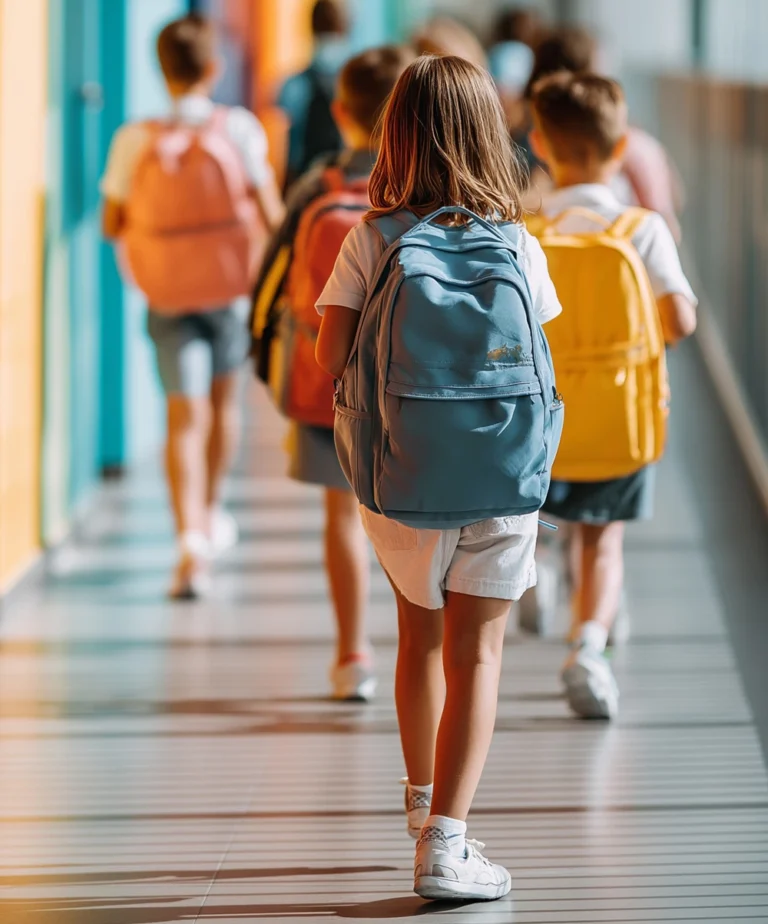 Children walking in school